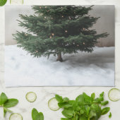 Minimalistischer Weihnachtsbaum mit sanften Lichte Geschirrtuch (Gefaltet)
