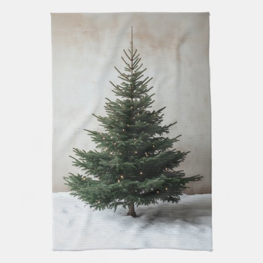 Minimalistischer Weihnachtsbaum mit sanften Lichte Geschirrtuch (Vertikal)