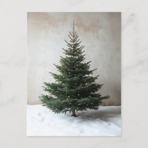 Minimalistischer Weihnachtsbaum mit sanften Lichte Postkarte