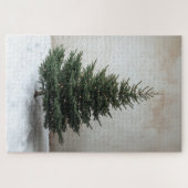 Minimalistischer Weihnachtsbaum mit sanften Lichte Puzzle (Horizontal)