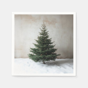 Minimalistischer Weihnachtsbaum mit sanften Lichte Serviette