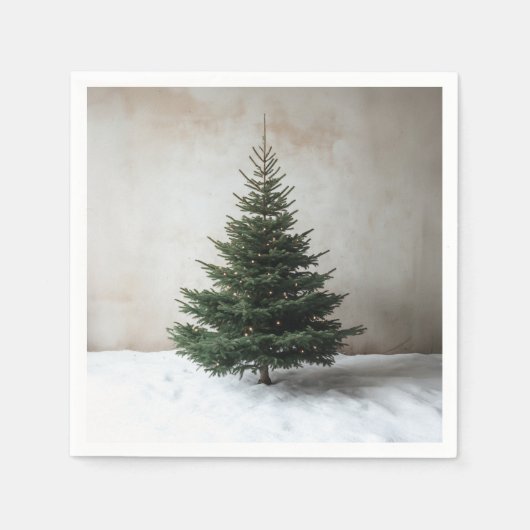 Minimalistischer Weihnachtsbaum mit sanften Lichte Serviette (Vorderseite)