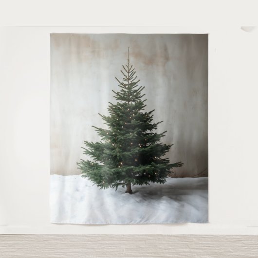 Minimalistischer Weihnachtsbaum mit sanften Lichte Wandteppich (Vorderseite)