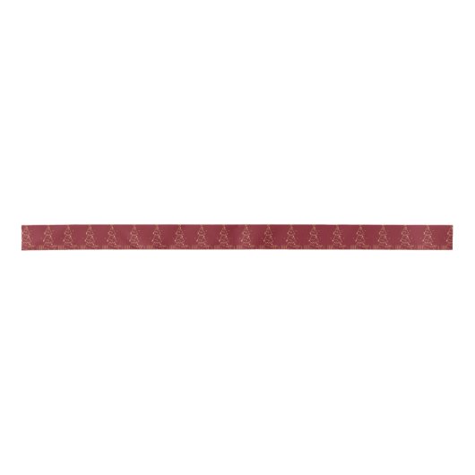 Minimalistischer Weihnachtsbaum Modernes Rotes Gol Satinband (Vorderseite)