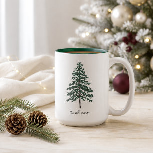 Minimalistischer Weihnachtsbaum-Mug – Anpassbarer Zweifarbige Tasse