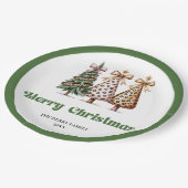 Minimalistischer Weihnachtsbaum personalisierter N Pappteller (Schrägansicht)
