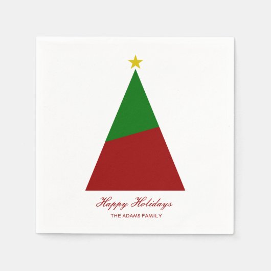 Minimalistischer Weihnachtsbaum rot Serviette (Vorderseite)