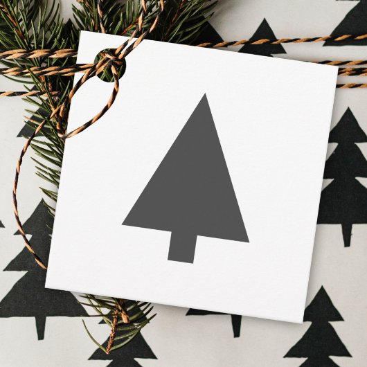 Minimalistischer Weihnachtsbaum | Schwarz und Weiß Geschenkanhänger