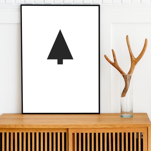 Minimalistischer Weihnachtsbaum | Schwarz und Weiß Poster