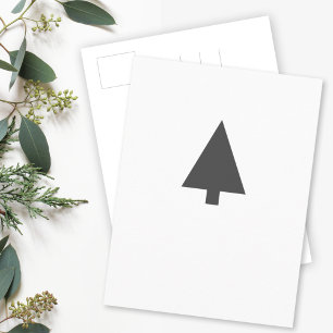 Minimalistischer Weihnachtsbaum   Schwarz und Weiß Postkarte