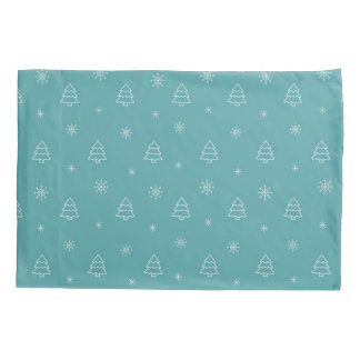 Minimalistischer Weihnachtsbaum und Schneeflockenm Kissenbezug