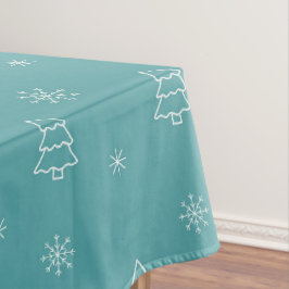 Minimalistischer Weihnachtsbaum und Schneeflockenm Tischdecke