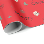 Minimalistischer Weihnachtsbaum vor rotem Hintergr Geschenkpapier (Rolleneckpunkt)