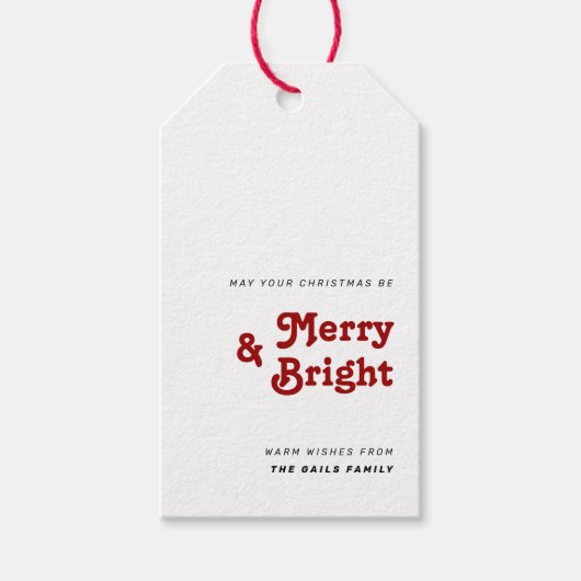Minimalistischer Weihnachtsfest - Merry & Bright H Geschenkanhänger (Vorderseite)