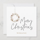 Minimalistischer Weihnachtskranz Feiertagskarte (Vorderseite)