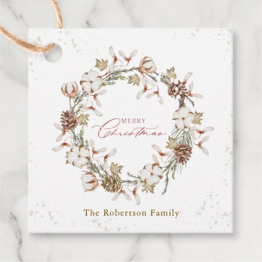 Minimalistischer Weihnachtskranz Geschenkanhänger (Vorderseite)