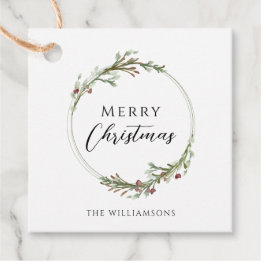 Minimalistischer Weihnachtskranz Geschenkanhänger