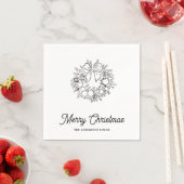 Minimalistischer Weihnachtskranz Line Art Personal Serviette (Beispiel)