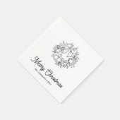 Minimalistischer Weihnachtskranz Line Art Personal Serviette (Ecke)