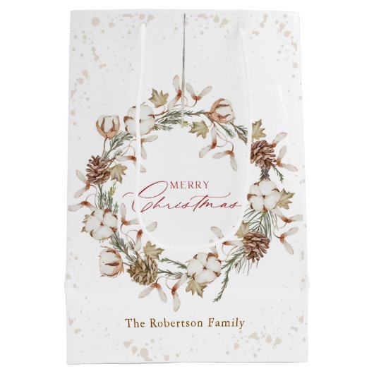 Minimalistischer Weihnachtskranz Mittlere Geschenktüte (Rückseite)