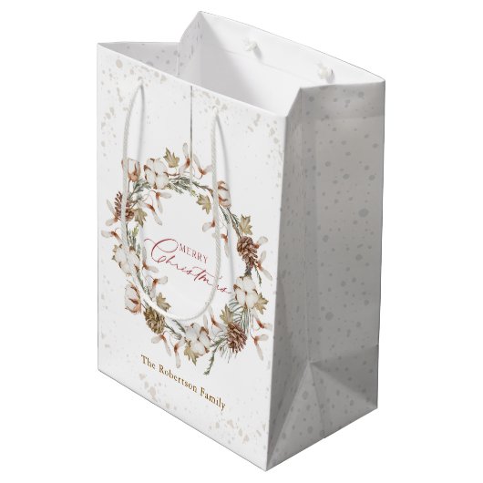 Minimalistischer Weihnachtskranz Mittlere Geschenktüte (Rückseite Schrägansicht)