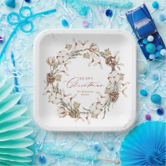 Minimalistischer Weihnachtskranz Pappteller (Party)