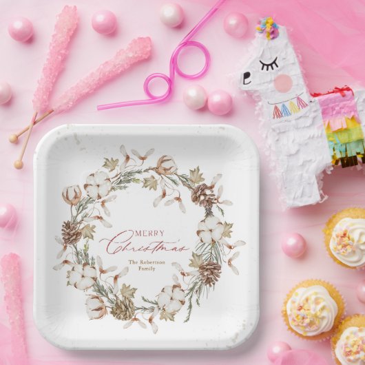 Minimalistischer Weihnachtskranz Pappteller (Party)