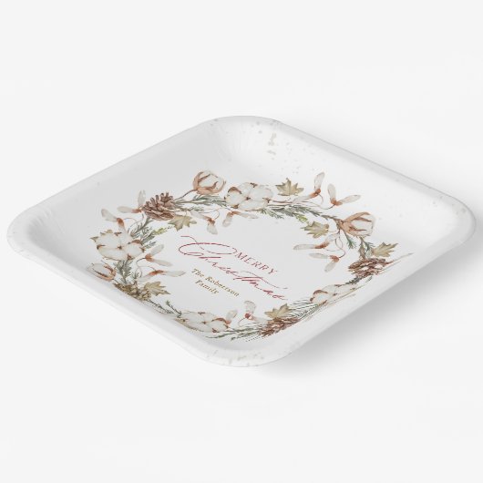 Minimalistischer Weihnachtskranz Pappteller (Gewinkelt)