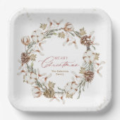 Minimalistischer Weihnachtskranz Pappteller (Vorderseite)