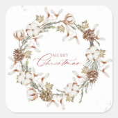 Minimalistischer Weihnachtskranz Quadratischer Aufkleber (Vorderseite)