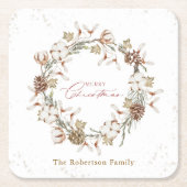 Minimalistischer Weihnachtskranz Rechteckiger Pappuntersetzer (Vorderseite)