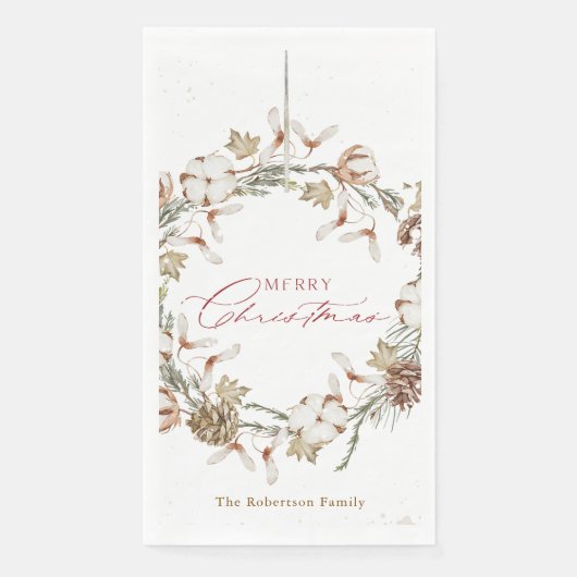 Minimalistischer Weihnachtskranz Serviette (Vorderseite)
