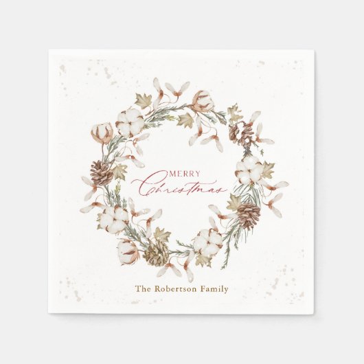 Minimalistischer Weihnachtskranz Serviette (Vorderseite)