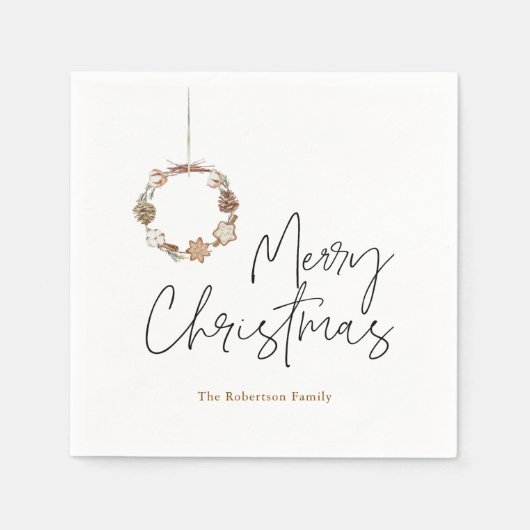 Minimalistischer Weihnachtskranz Serviette (Vorderseite)