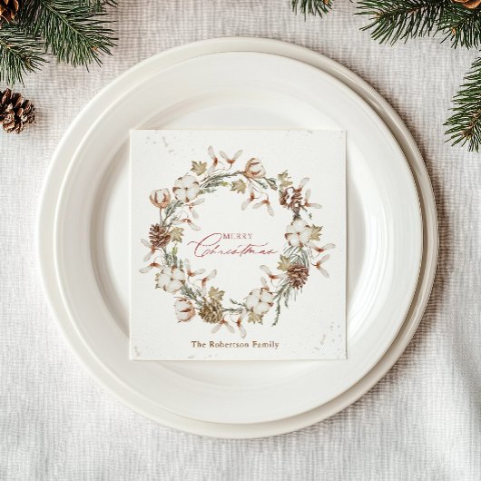 Minimalistischer Weihnachtskranz Serviette