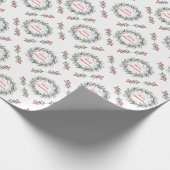 Minimalistischer Weihnachtskranz und Lichter Geschenkpapier (Ecke)