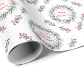 Minimalistischer Weihnachtskranz und Lichter Geschenkpapier (Rolleneckpunkt)