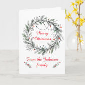 Minimalistischer Weihnachtskranz und Lichter Karte (Gelbe Blume)