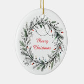 Minimalistischer Weihnachtskranz und Lichter Keramik Ornament (Rechts)