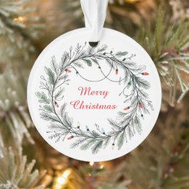 Minimalistischer Weihnachtskranz und Lichter Ornament