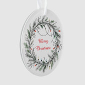 Minimalistischer Weihnachtskranz und Lichter Ornament (Vorderseite)