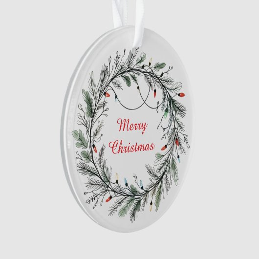 Minimalistischer Weihnachtskranz und Lichter Ornament (Vorderseite)