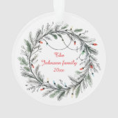 Minimalistischer Weihnachtskranz und Lichter Ornament (Rückseite)