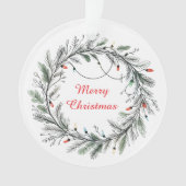 Minimalistischer Weihnachtskranz und Lichter Ornament (Vorderseite)