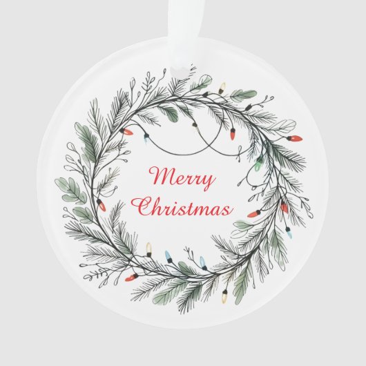 Minimalistischer Weihnachtskranz und Lichter Ornament (Vorderseite)