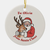 Minimalistischer Weihnachtsmann & Hirsche Linie We Keramik Ornament (Vorne)