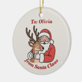 Minimalistischer Weihnachtsmann & Hirsche Linie We Keramik Ornament (Links)