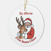 Minimalistischer Weihnachtsmann & Hirsche Linie We Keramik Ornament (Links)