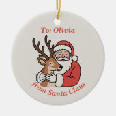 Minimalistischer Weihnachtsmann & Hirsche Linie We Keramik Ornament (Vorne)