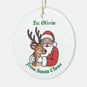 Minimalistischer Weihnachtsmann & Hirsche Linie We Keramik Ornament (Links)